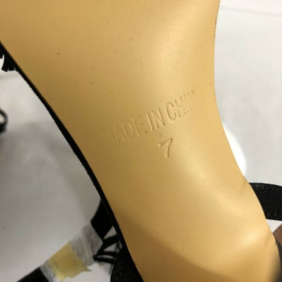 Comfity Womens Heels Faux Leather Fringe Open Toe Stilettos Lace Up Black 7 - Picture 6 of 6